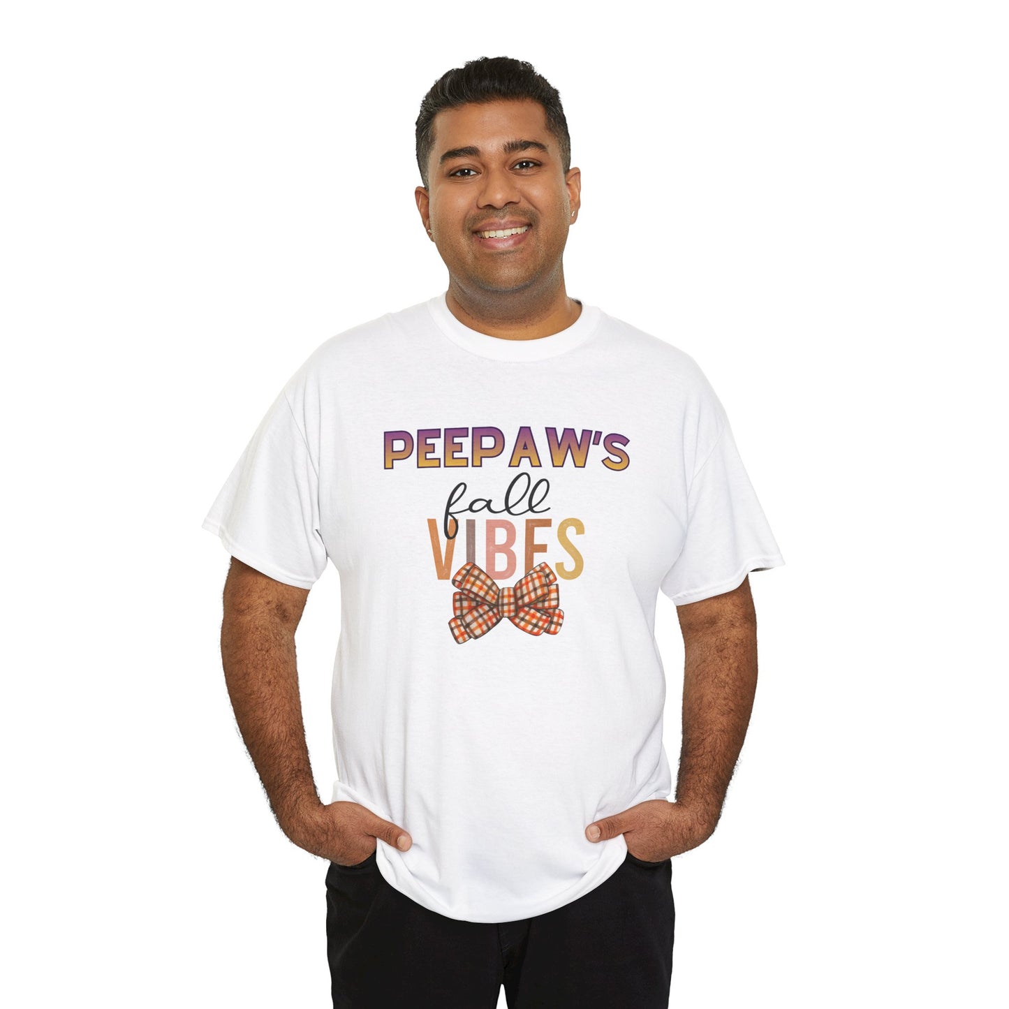 Pepaw's Fall Vibes T-Shirt — Grandpa Autumn Plaid Bow Tee