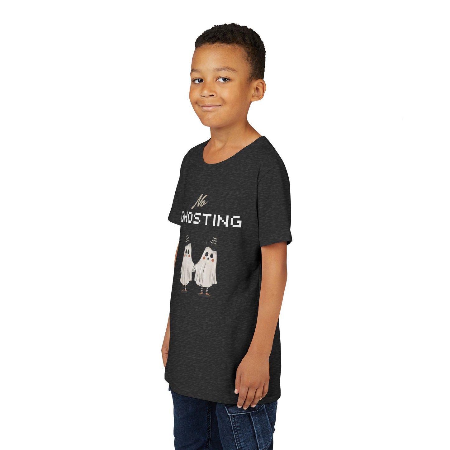 Youth Tee - "No Ghosting" Cute Ghost Kids Halloween T-Shirt