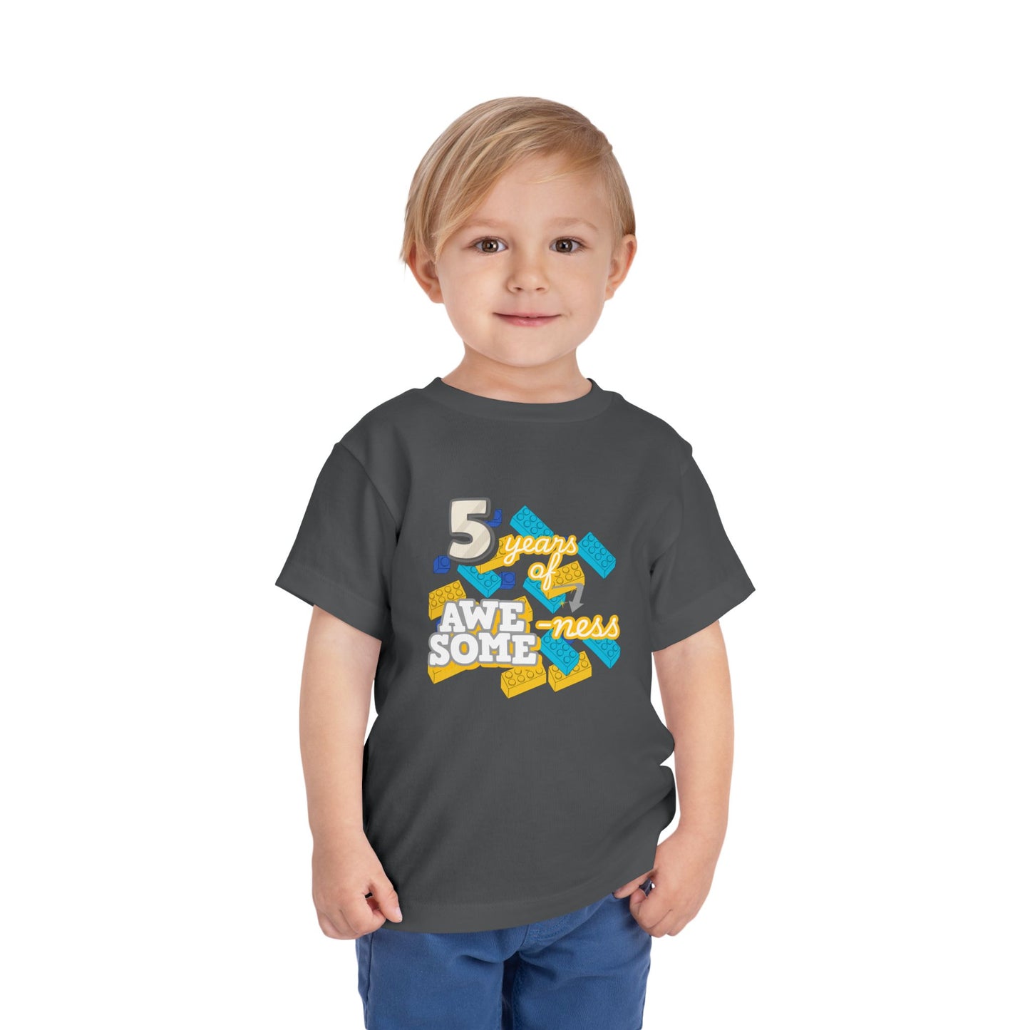 5 Years of Awesome-ness Lego Tee — Birthday Shirt for 5-Year-Olds