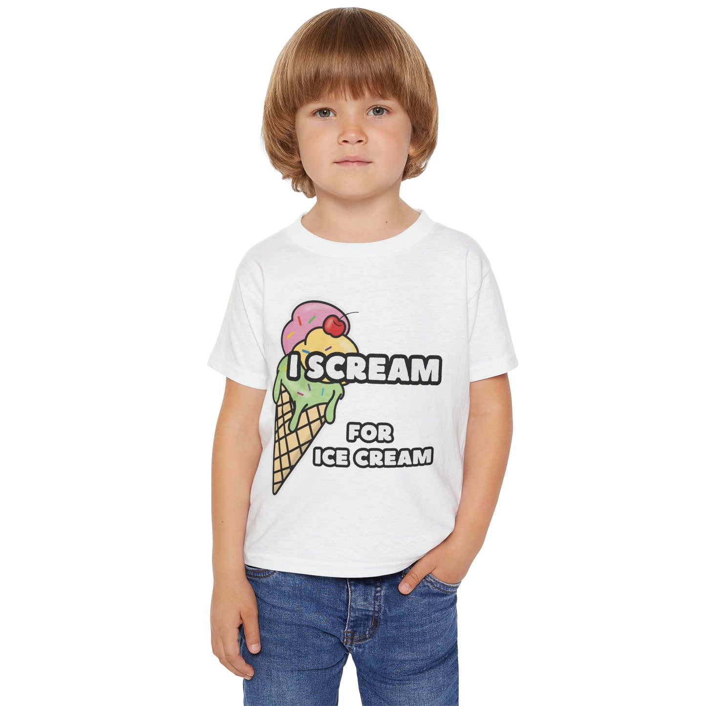 Cute Toddler T-Shirt - I Scream for Ice Cream, Summer Tee for Kids, Birthday Gift, Fun Humorous Shirt, Toddler Apparel