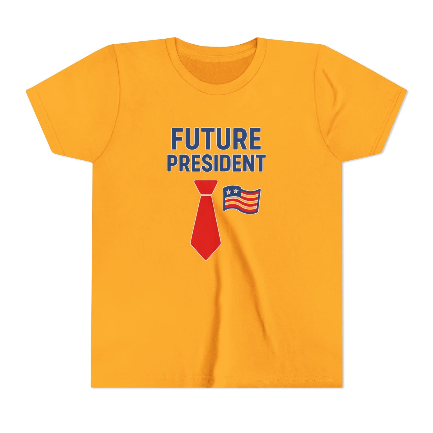 Youth Tee — "Future President" Patriotic Kids T-Shirt with Tie & Flag Design