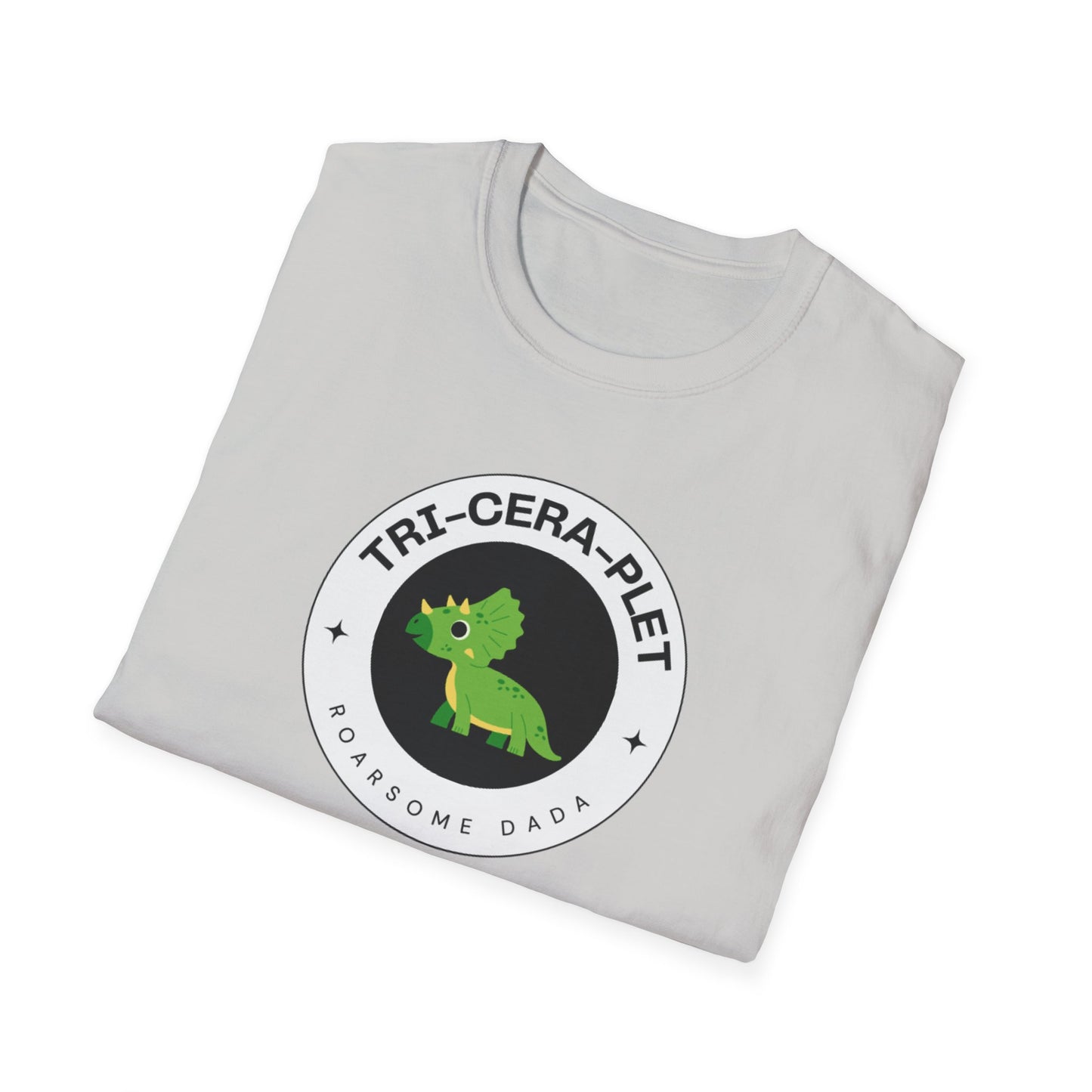 'Tri-Cera-Plet- Roarsome Dada"-Dinosaur Theme- Family Matching Set for Triplets and their Parents