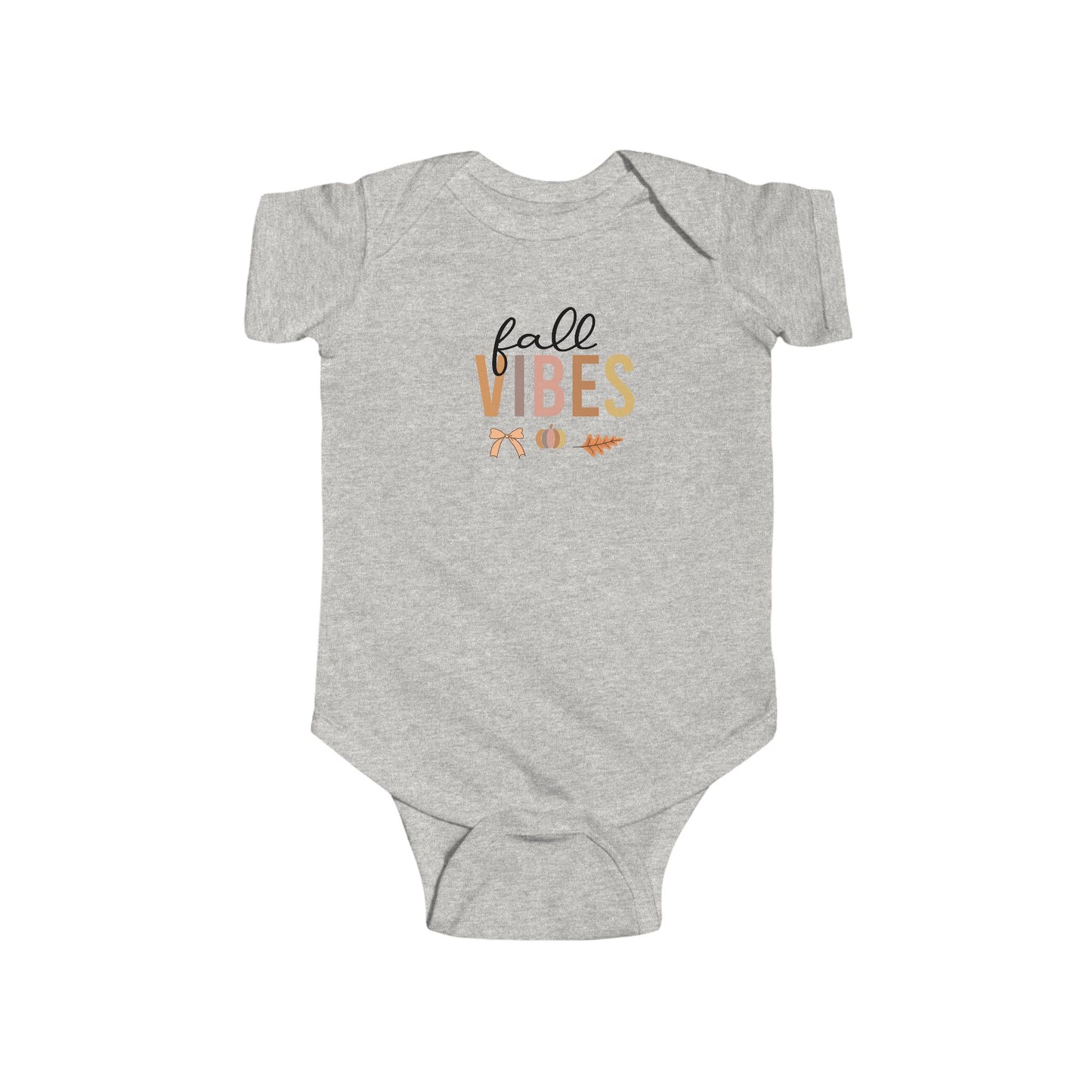 Fall Vibes Infant Bodysuit – Baby Autumn Outfit with Pumpkin & Leaf Design