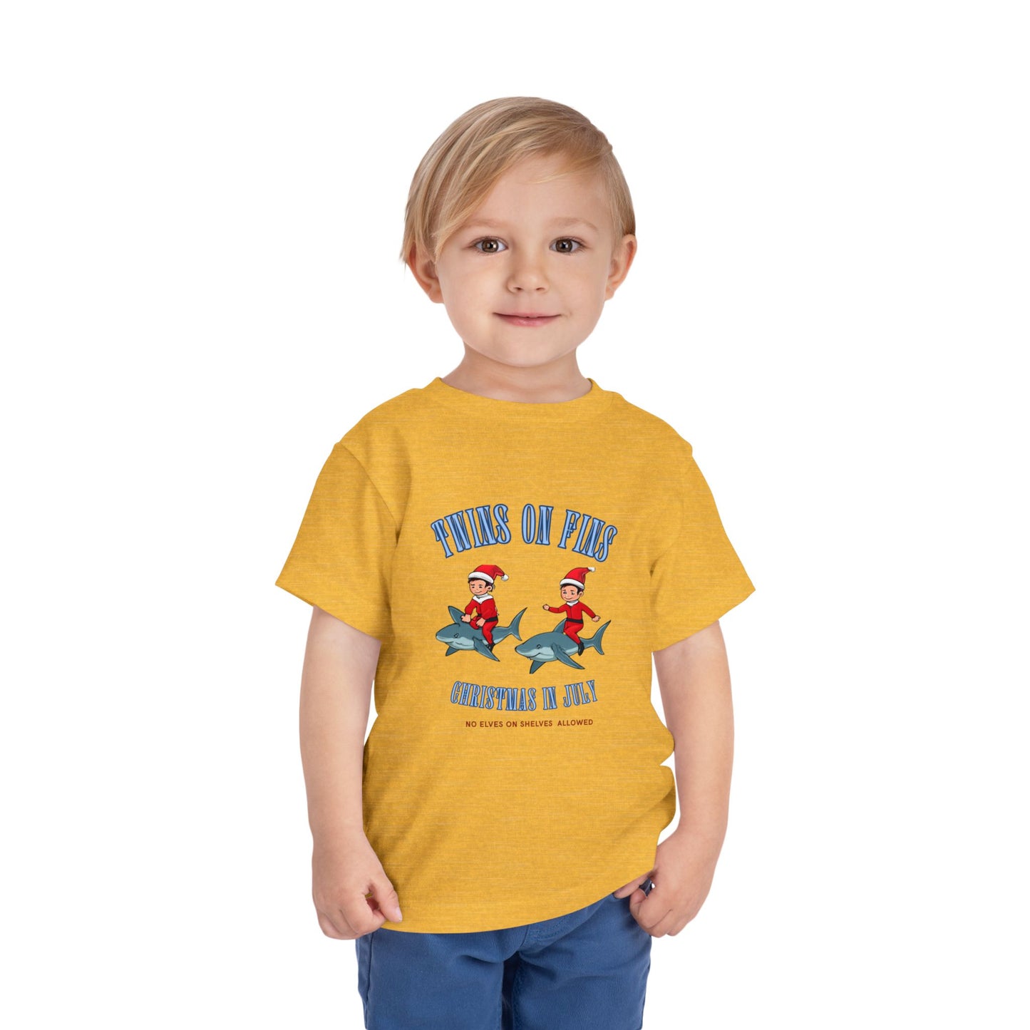 Twins on Fins- Christmas in July- Elf on The Shelf - Shark Parody Shirt