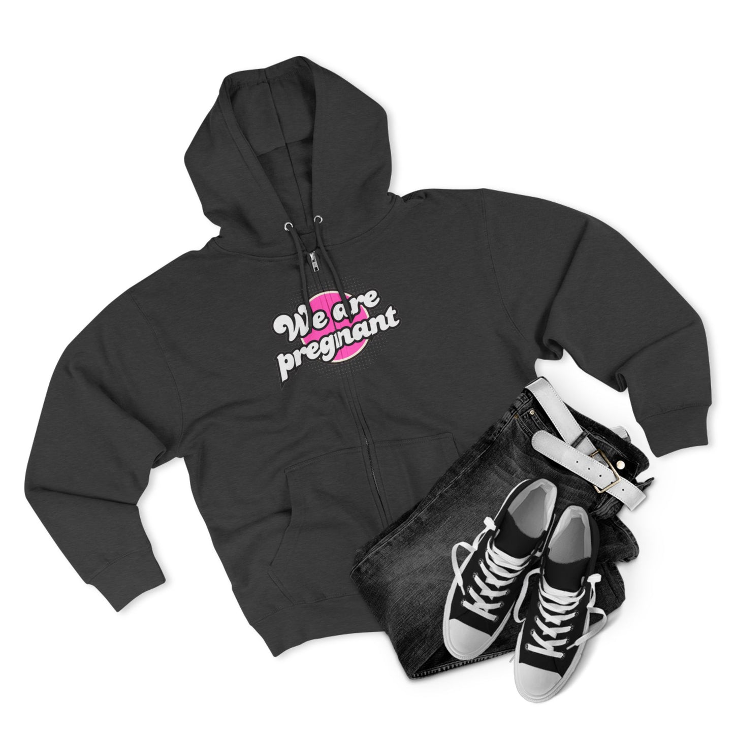 We Are Pregnant - Pink Unisex Zip Hoodie, Pregnancy Gift, Maternity Style, Expecting Parent Apparel, Baby Announcement Clothing