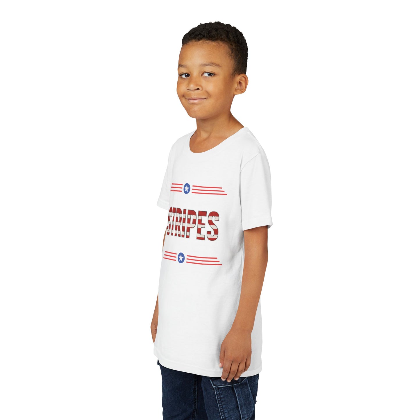 Youth Tee — "Stripes" Patriotic Kids T-Shirt (Red, White & Blue)