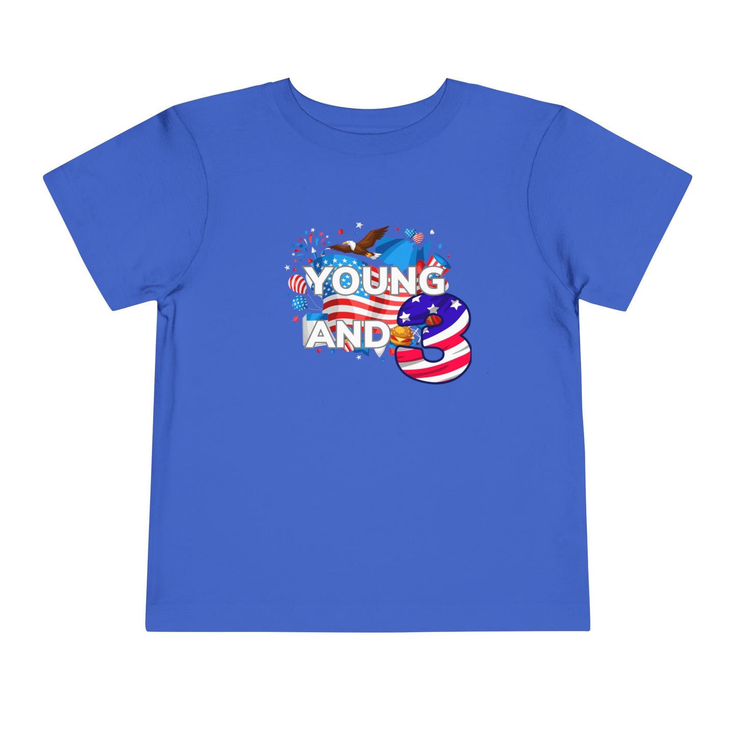 3rd Birthday- "Young and Free" USA Toddler Tee – Cute Kids' Unisex Shirt with Patriotic Design
