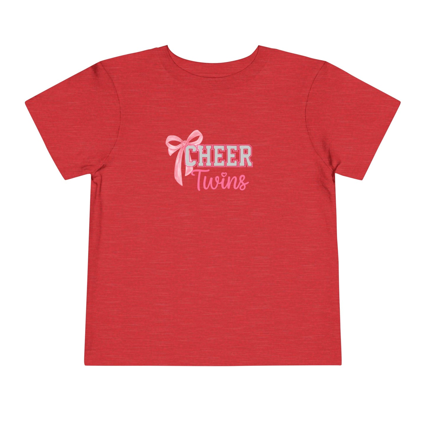 Toddler Tee - "Cheer Twins" Pink Bow Graphic