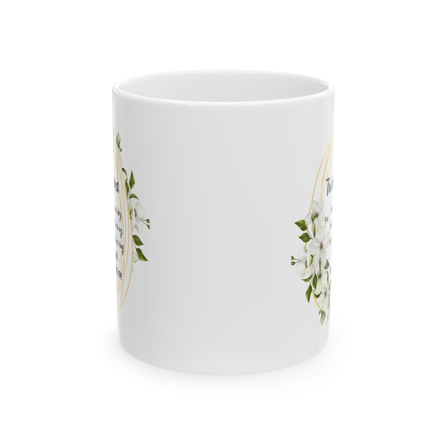 Twin Mama Floral Ceramic Mug — 'Twin Mama' Quote Coffee Cup