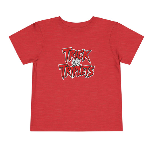 Triplet Toddler - Spiderman Shirt — "Trick or Triplets" Halloween Graphic (2 to 5 years old)