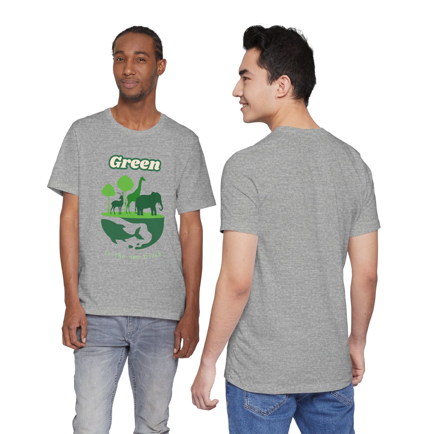 Green Mens Wildlife Conservation T-Shirt — "Green is the New Black" Eco Tee