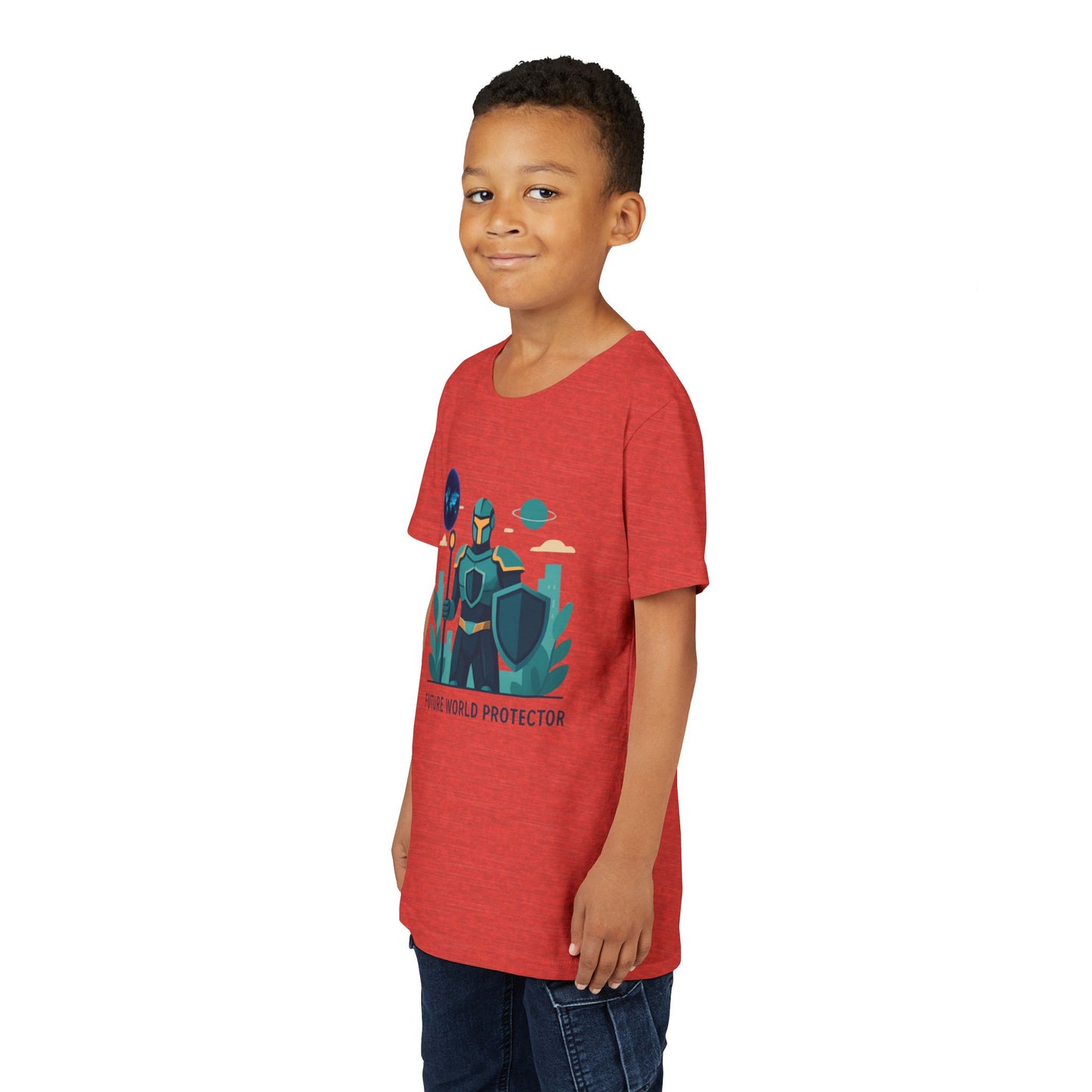 Youth Tee — "Future World Protector" Space Knight Graphic Shirt