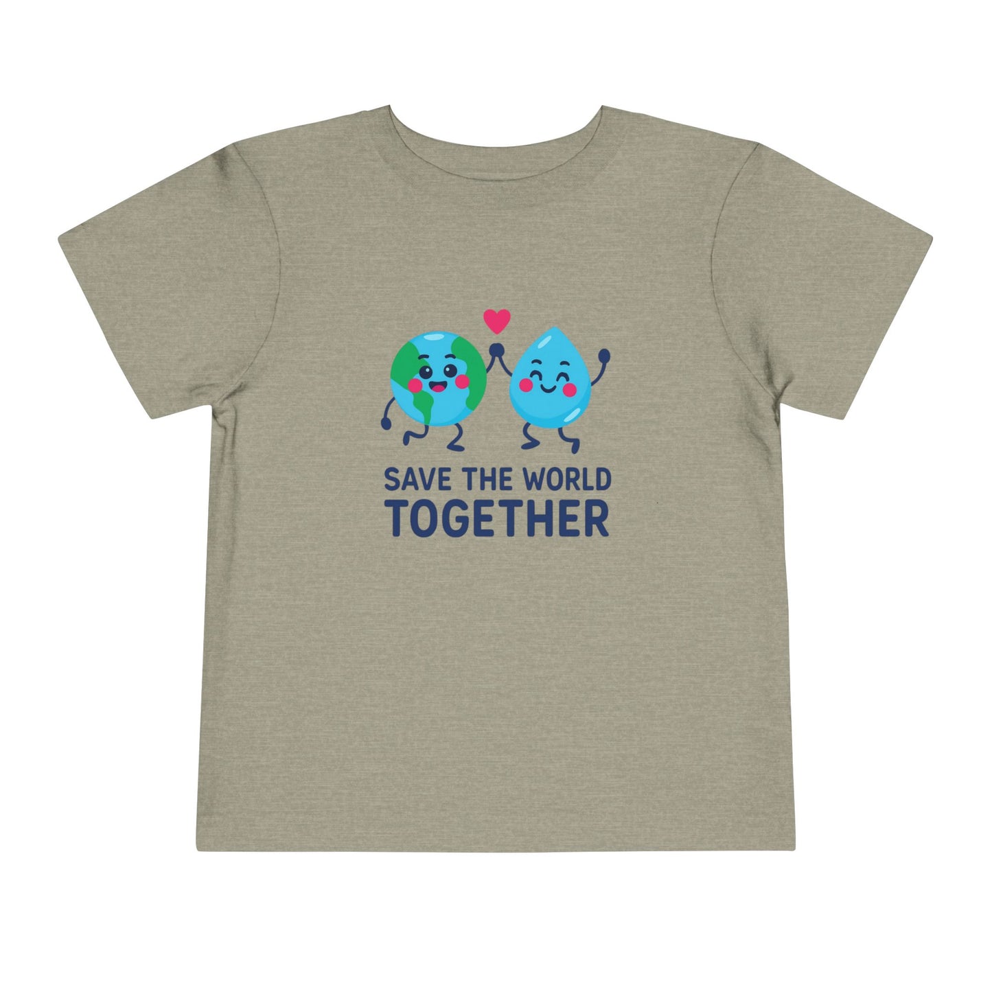 Toddler Tee — "Save the World Together" Earth & Water Cute Eco Kids Shirt