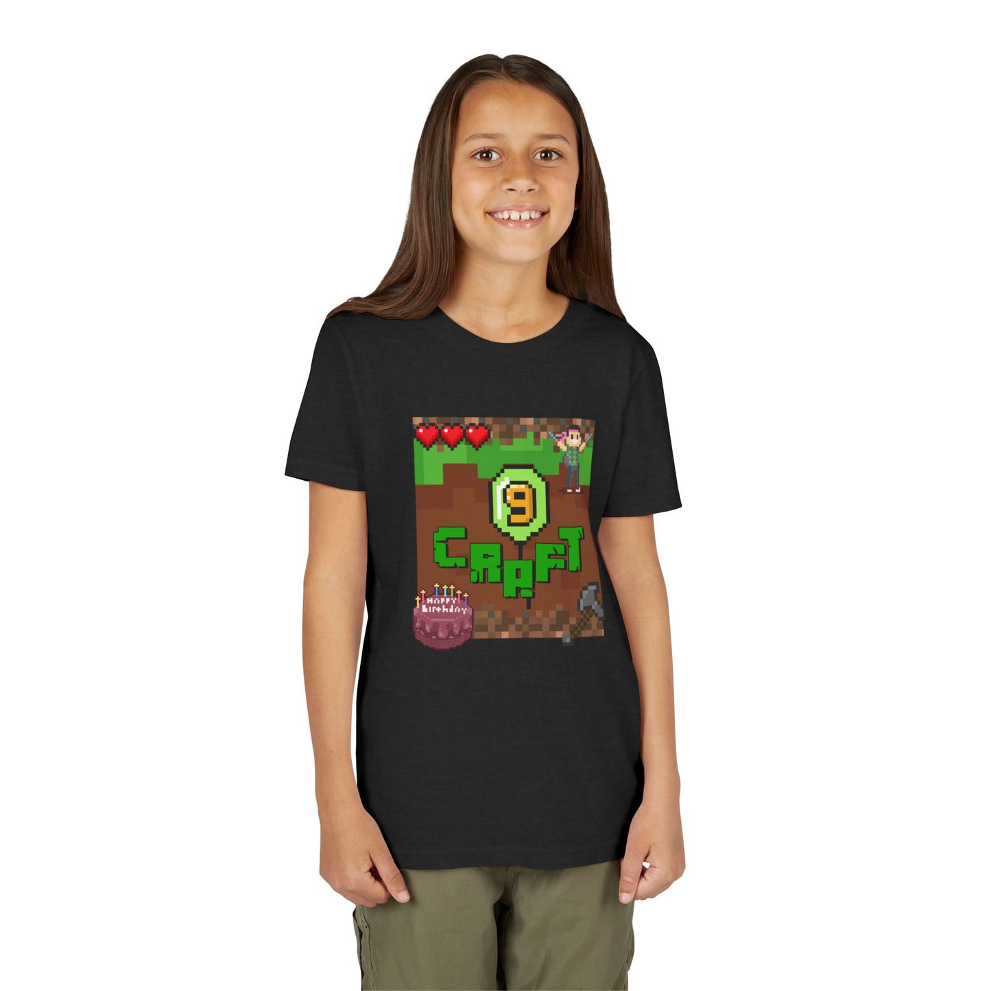 Minecraft-Style '9 Craft' Kids Tee — Birthday Gamer Shirt