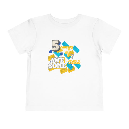 5 Years of Awesome-ness Lego Tee — Birthday Shirt for 5-Year-Olds