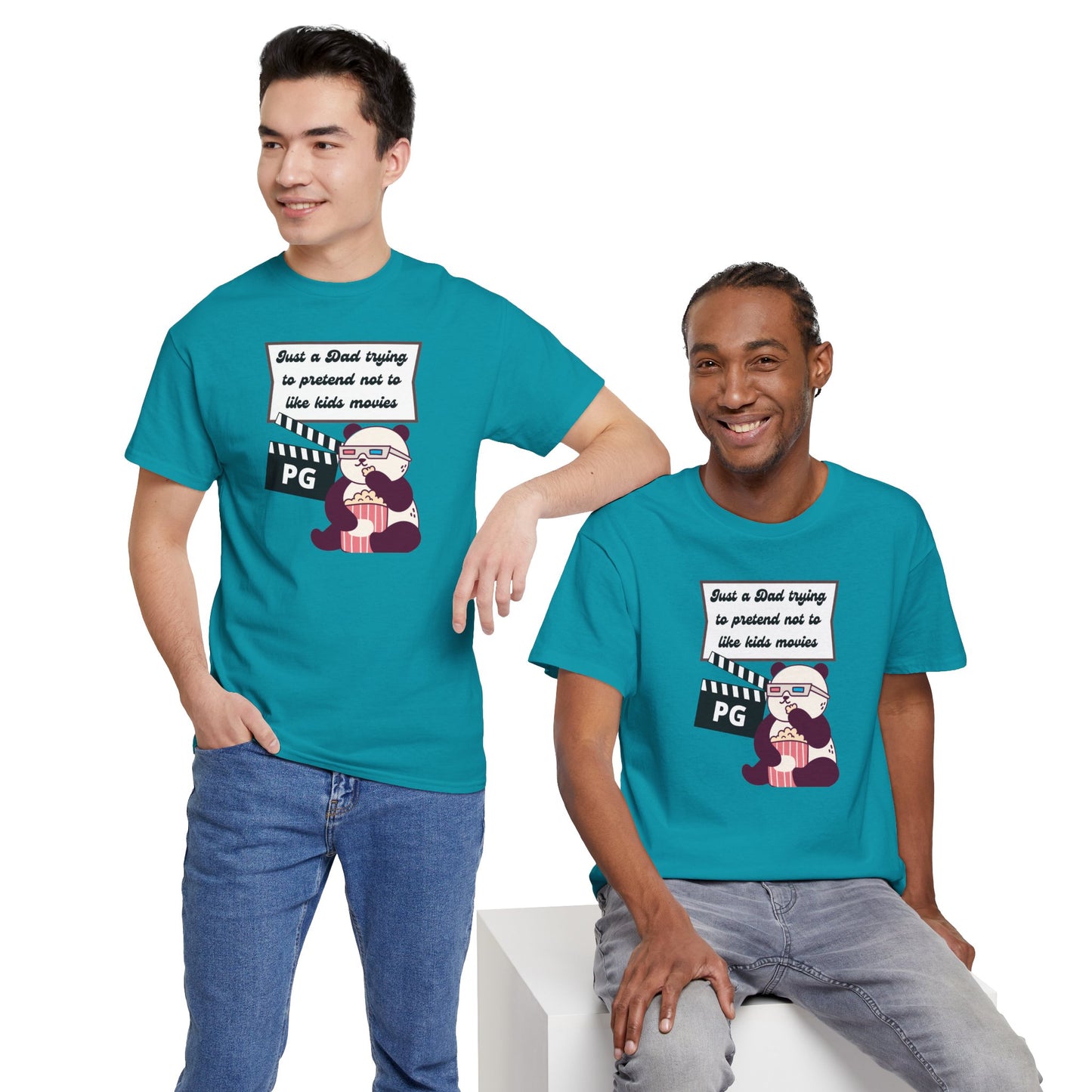 Funny Dad Tee - "Just a Dad Trying to Pretend Not to Like Kids Movies" Unisex Heavy Cotton Shirt