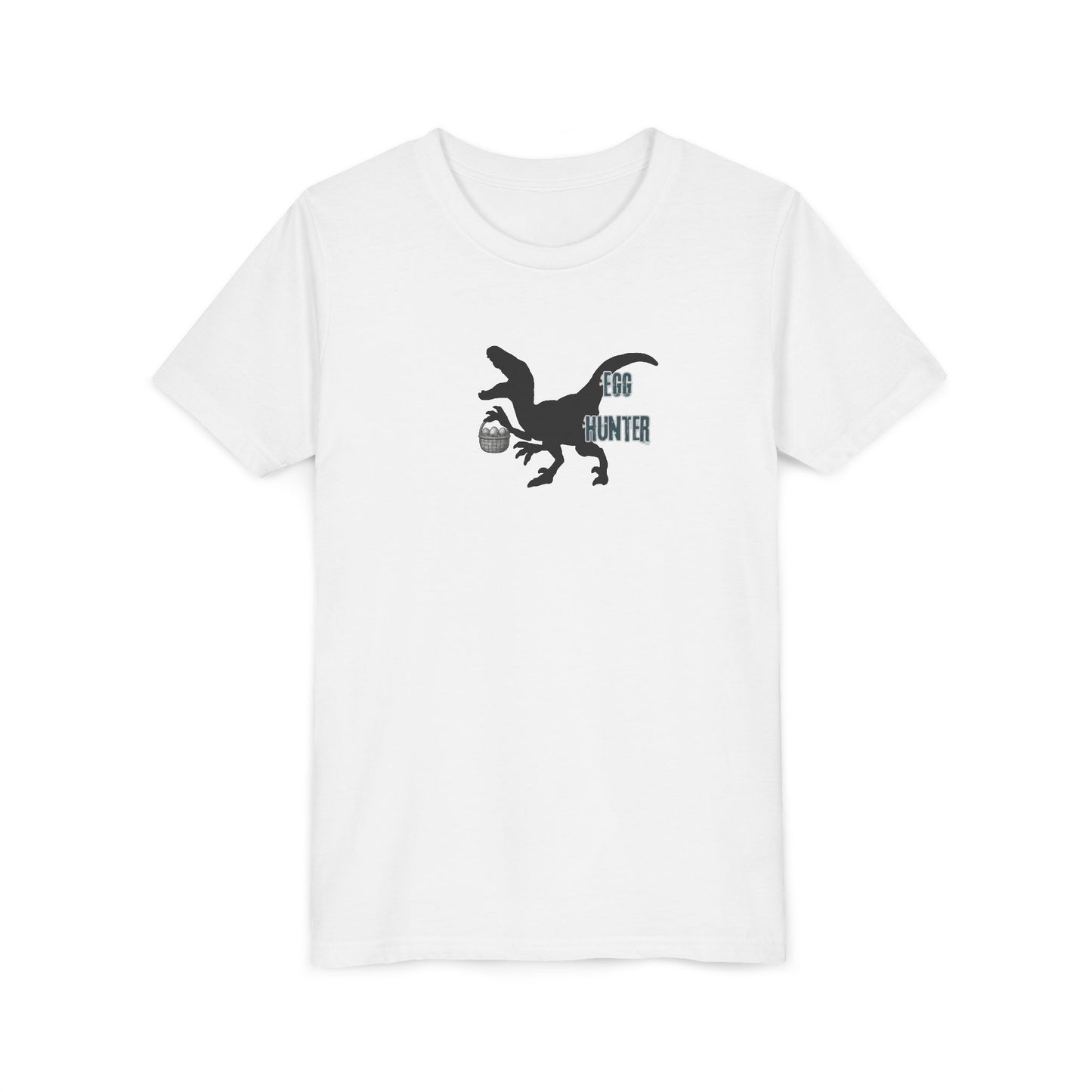 Kids T‑Shirt – 'Egg Hunter' Raptor Dinosaur Easter Tee