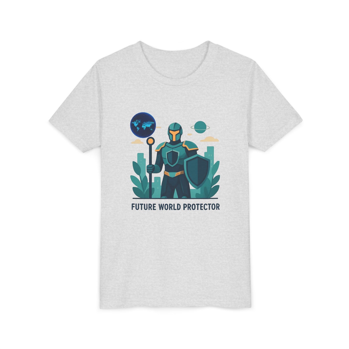 Youth Tee — "Future World Protector" Space Knight Graphic Shirt
