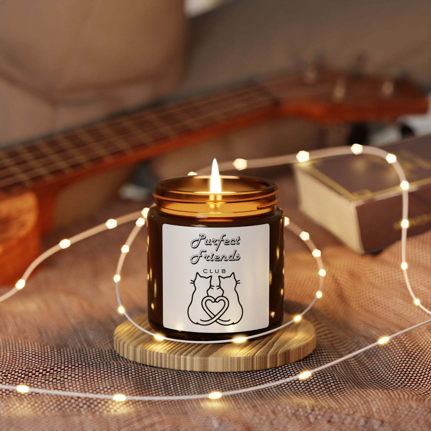 Purfect Friends Club- Soy Candle – Amber Jar, Cozy Floral Scent (Gift for Cat Lovers)