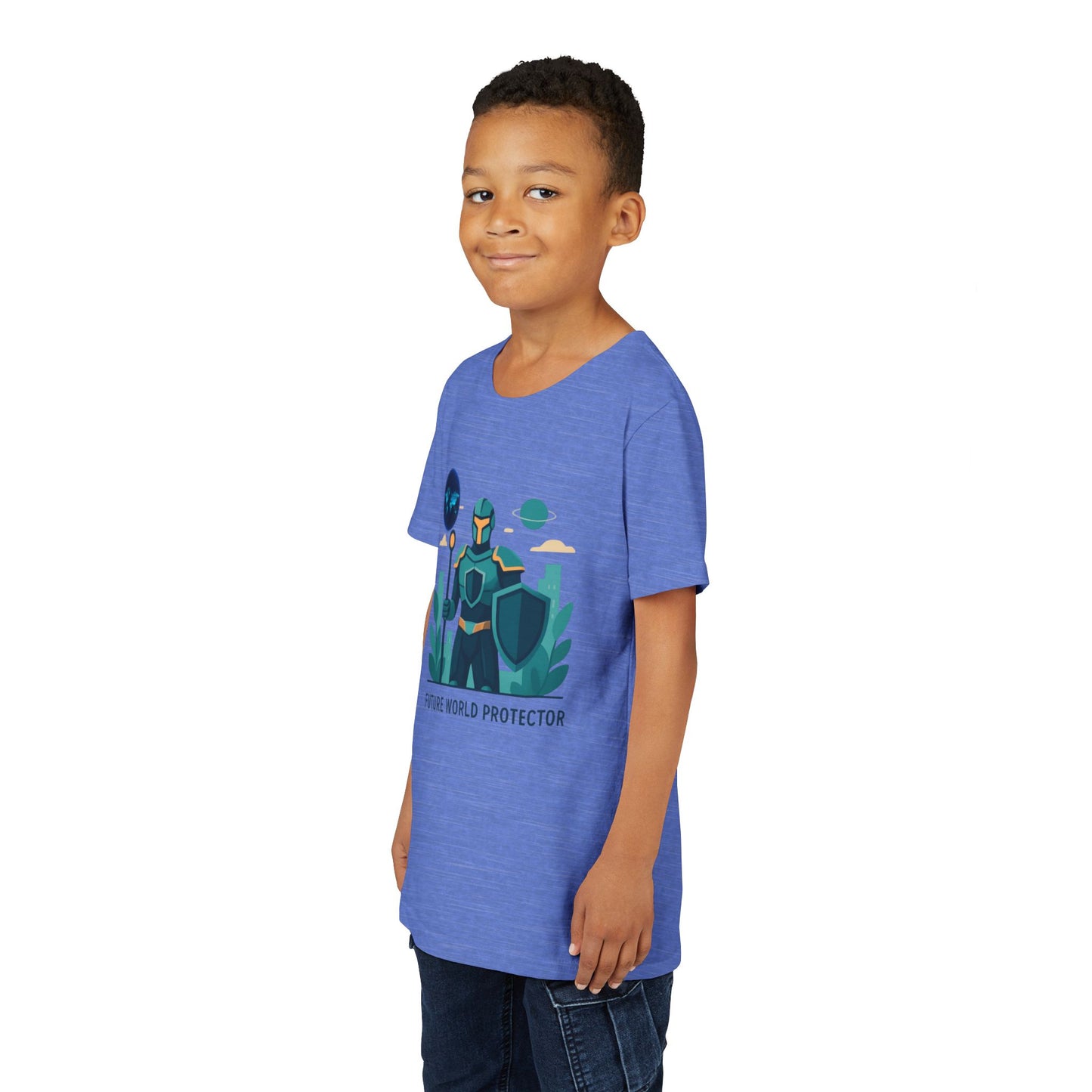 Youth Tee — "Future World Protector" Space Knight Graphic Shirt