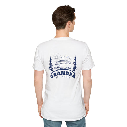 Grandpa of Triplets- Camper Graphic T-Shirt — front and Back Designs