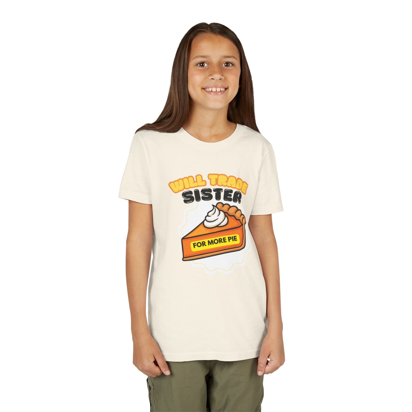 Teenage Sibling Tee - "Will Trade Sister for More Pie" Funny Kids Thanksgiving Shirt