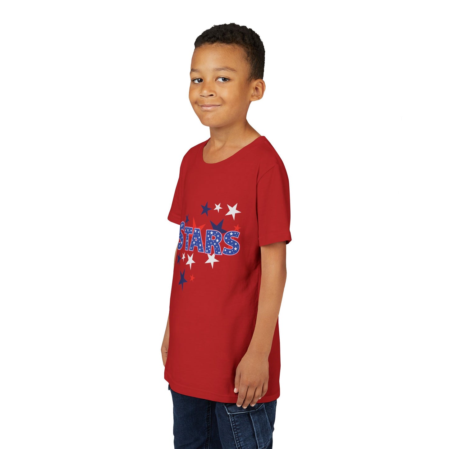 4th July -Youth Stars Tee - Patriotic Red White Blue Kids Shirt