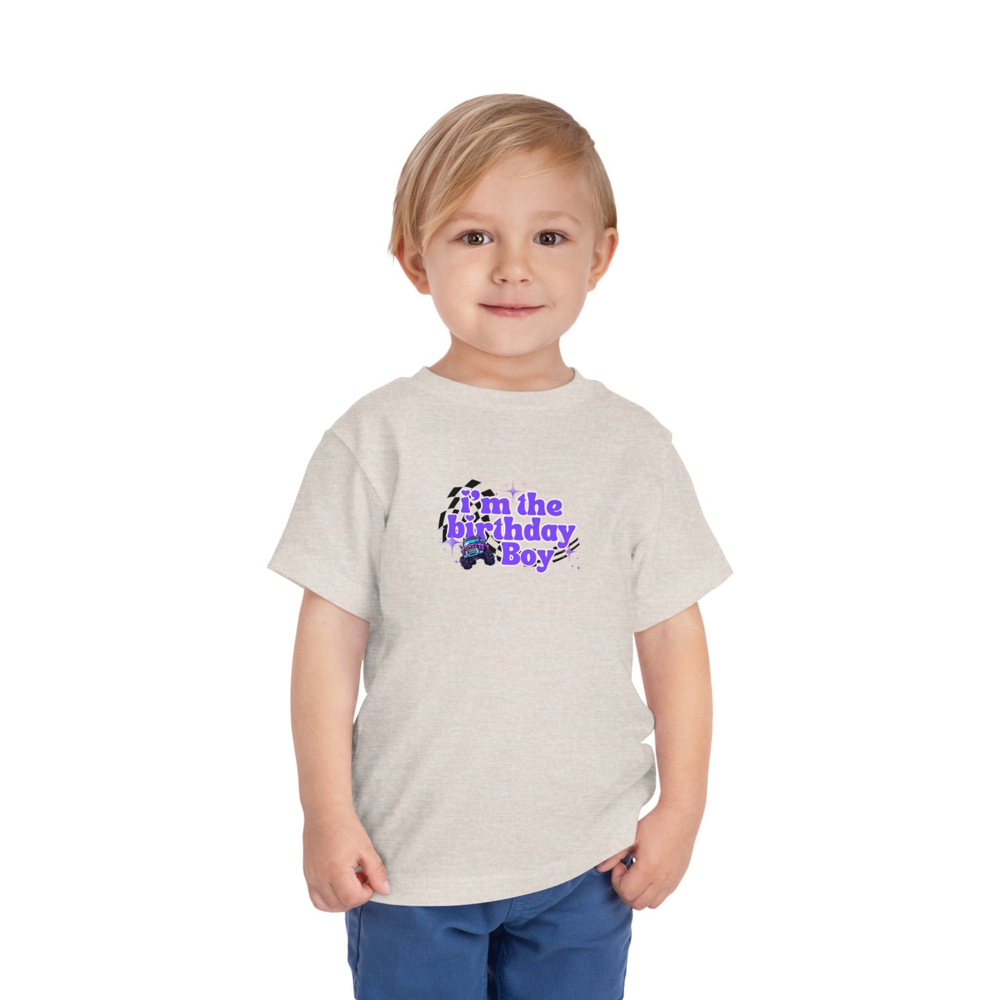 Birthday Boy Kids 2 to 5 Years Tee — 'I'm the Birthday Boy' Purple Racing Design