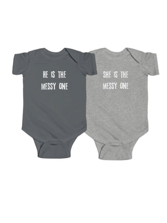 He/She is the messy one grey matching set (2 pack)