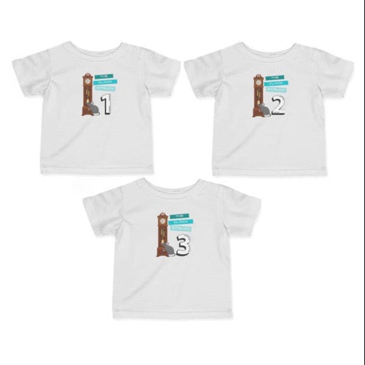 Hickory Dickory Dock- Triplet Nursery Rhyme Matching tees (set of 3)