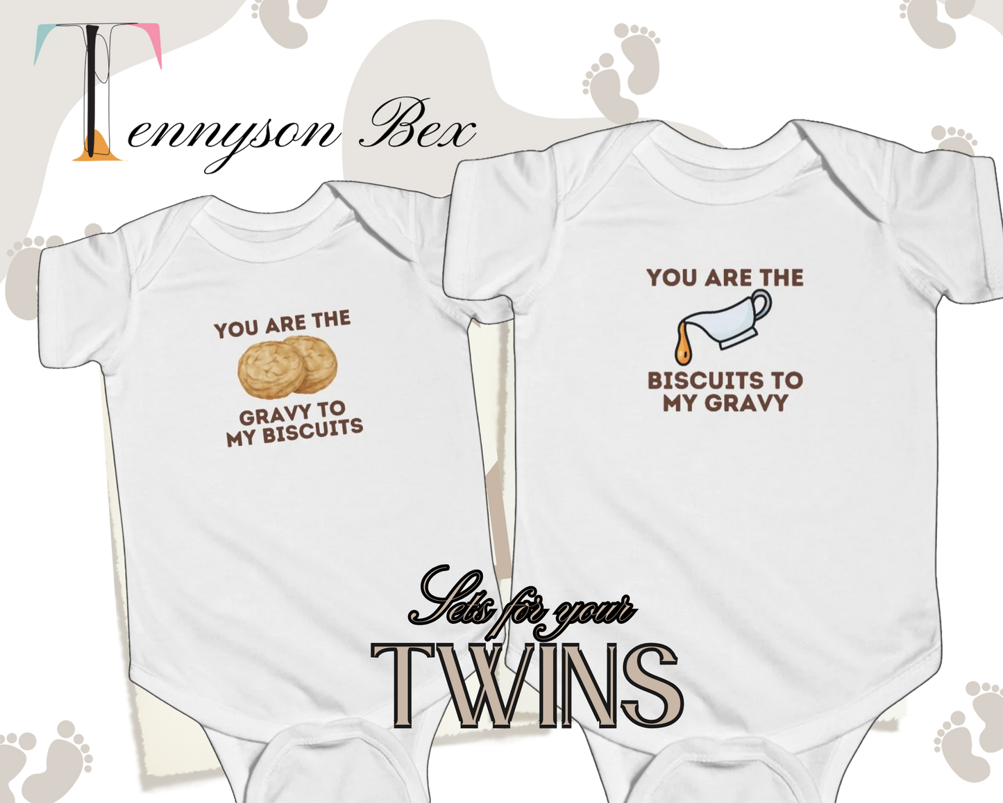 Biscuits and Gravy Twin Bodysuit Set for Breakfast Lovers