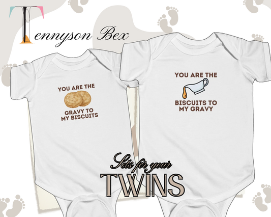 Biscuits and Gravy Twin Bodysuit Set for Breakfast Lovers