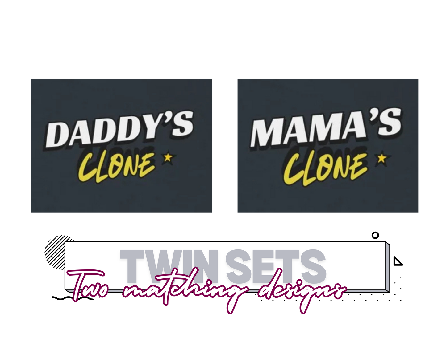 Daddy's and Mama's Clone Baby Bodysuit Twin Set
