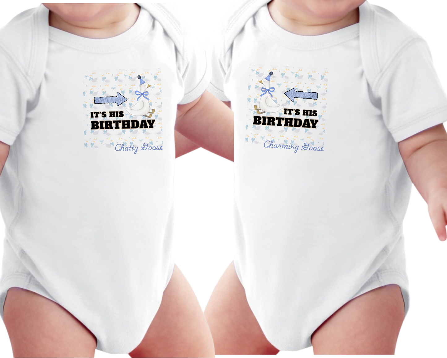 Chatty and Charming Goose Twin Birthday Boy Matching Sets