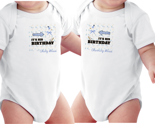 Chatty and Charming Goose Twin Birthday Boy Matching Sets