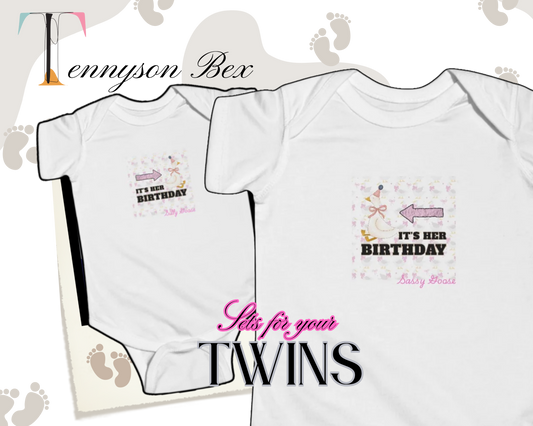 Silly and Sassy Goose Birthday Twin Girls Matching Set